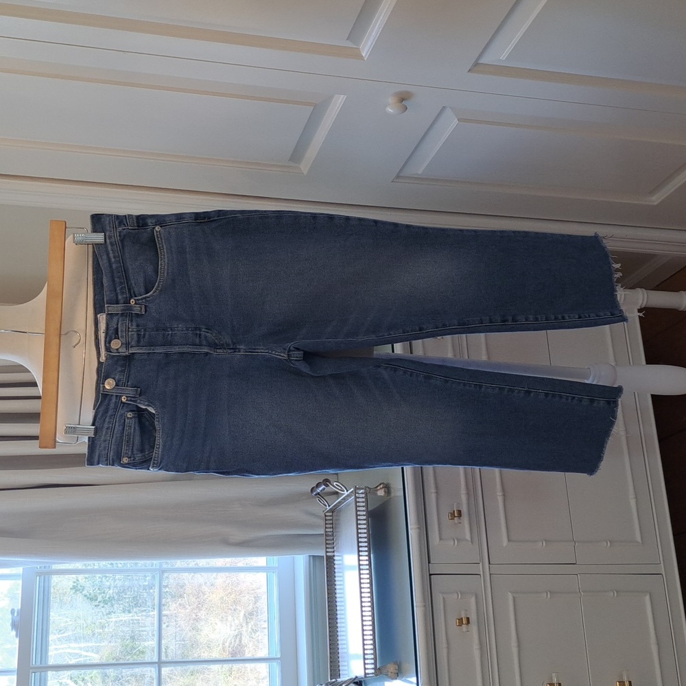 Frank & Eileen Womens Cork Straight Leg/High-Rise/Crop Stretch Md. Wash Jeans 31